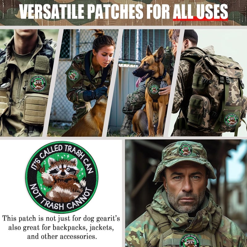 FengechoCstm Funny “It’s Called Trash Can, Not Trash Cannot” Meme 3-Inch Embroidered Raccoon Morale Patch - Hook & Loop Patch for Backpacks, Patch Wall, Hats, Dog Vests, Jackets, Lunch Bags - 1 Pc - Image 5